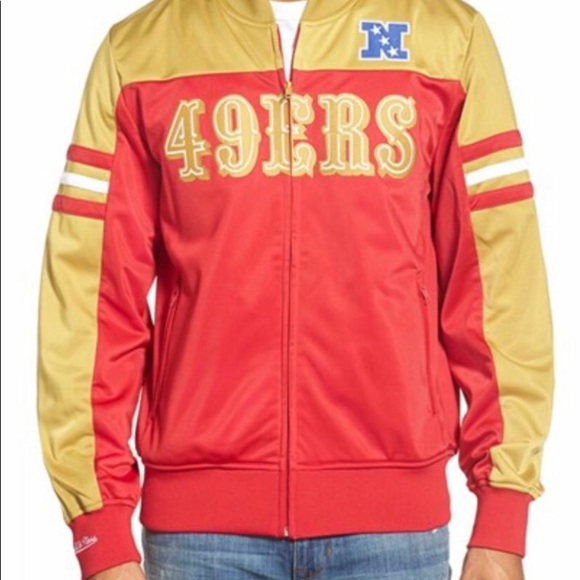 gold 49ers jacket mitchell and ness